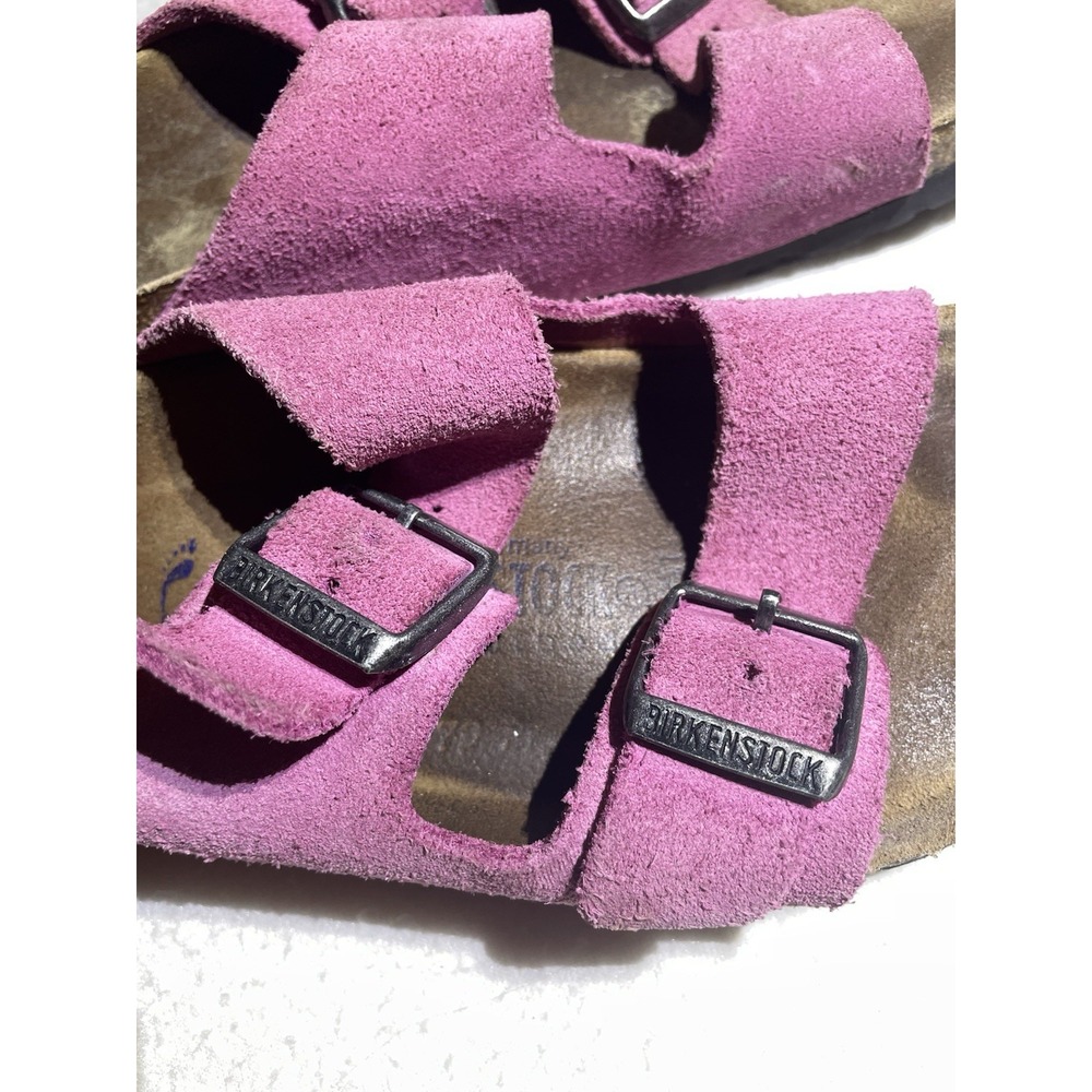 Birkenstock Arizona Sandal 36 Womens Size 6 Fuchsia‎ Pink Suede Buckle Leather - Picture 2 of 6